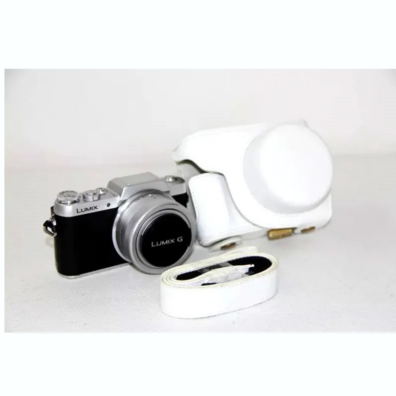 PU кожаный чехол для камеры Panasonic Lumix DC-GF10 GF9 GF8 GF7 GX900 GX950 GX850 GX800 сумка для камеры с плечевым ремнем - Цвет: Белый