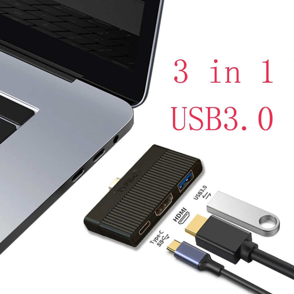 3 в 1 док-станция для ноутбука usb-хаб type C USB 3,1-USB-C 4K HDMI USB 3,0 кабель-адаптер для Macbook Pro