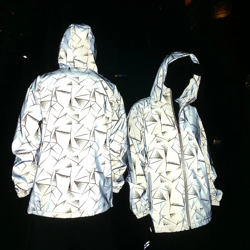 Skup Męska kurtka Casual wiatrówka hiphopowa kamizelka odblaskowa fala marki mężczyzn i kobiet miłośników płaszcz z kapturem fluorescencyjne para odzież