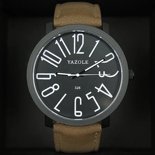 YAZOLE, пара больших часов, простые модные часы с кожаным ремешком для женщин и мужчин, кварцевые наручные часы, часы для влюбленных, erkek kol saati - Цвет: D-A