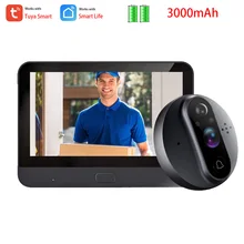 

Smart Tuya WiFi 720P Peephole Video doorbell Camera 4.3 Inch Viewer Home PIR HD Night vision Tuya Smart Life APP Live View