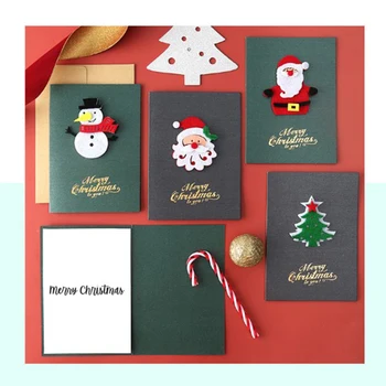 

2pcs Retro Merry Christmas Greeting Cards with Envelope Stickers Handmade DIY Xmas Party Invitation Card