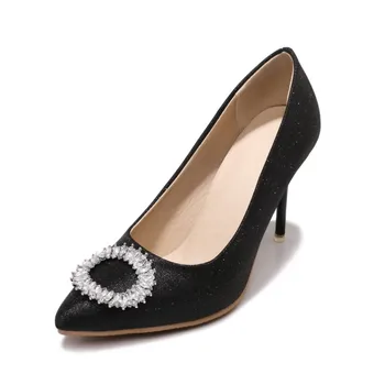 

Big Size Sequin water drill buckle single shoe ladies high heels women shoes woman pumps