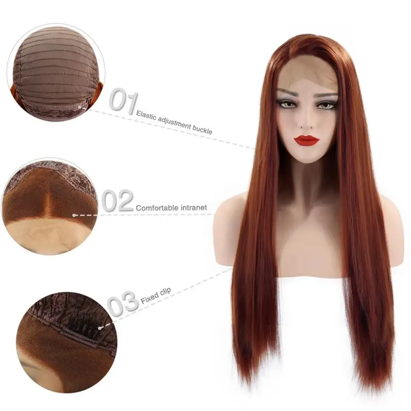 Европейский и американский парик женский передний парик из синтетического волокна длинные прямые волосы парик 24 дюйма