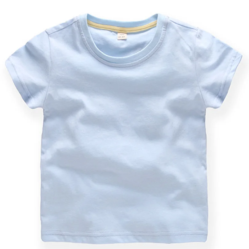 Однотонные белые футболки для девочек детская футболка для девочек летние хлопковые топы для маленьких мальчиков, повседневная одежда с короткими рукавами для малышей от 18 M-6 лет - Цвет: G