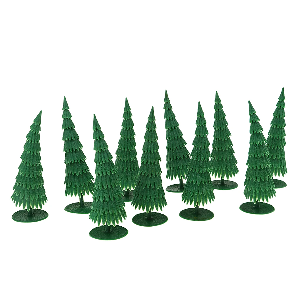 10Pcs 13cm Plastic Pine Model Trees for Railway Landscape Wargame Decoration