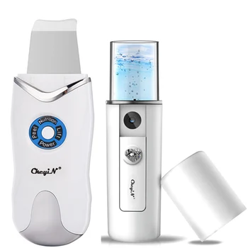 

Ultrasonic Face Skin Scrubber Beauty Face Cleansing Lifting Moisturizing Vibration Blackhead Removal Exfoliating+Face Steamer