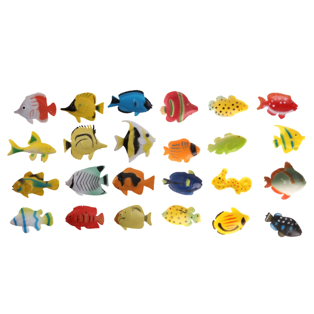 Conjunto de 24 modelos de plástico Ángel de mar tropical animales juguetes pequeños animales figura 