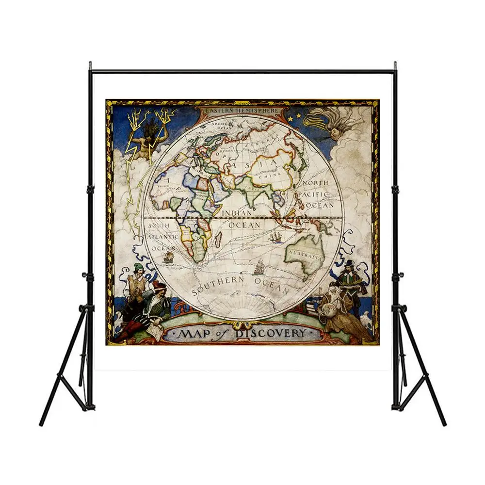 

150x150cm Eastern Hemisphere Vintage Map Of Discovery No-fading Foldable Medieval Style Map