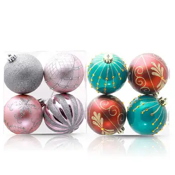 

4Pcs Round Floral Print Ball Baubles Home Party Wedding Christmas Tree Hanging Ornament Holiday Home Christmas Decorations