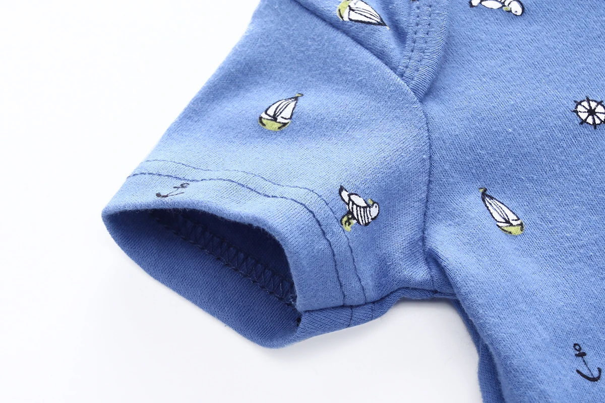 Одежда для маленьких мальчиков; синий цвет; 5 шт./лот; комбинезоны для новорожденных; хлопковые комбинезоны с короткими рукавами для малышей; одежда