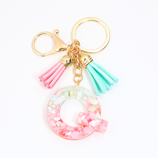 Acrylic Letter Keychains English Alphabet Crystal Women Key Chains Ring Tassels Keyring Holder Pendent Gift Accessory