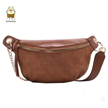 

Beibaobao Fanny Pack Banana Waist Bag PU Leather Chest bag Belly Bag Fashion Chain New Brand Belt Bag Women Waist Pack