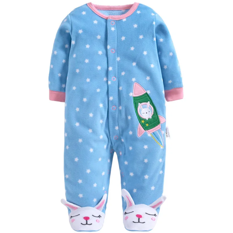 

2019 baby boys Clothes Autumn Winter baby Girl Rompers Cartoon Fleece Infant Jumpsuit new born baby clothes 0-12M