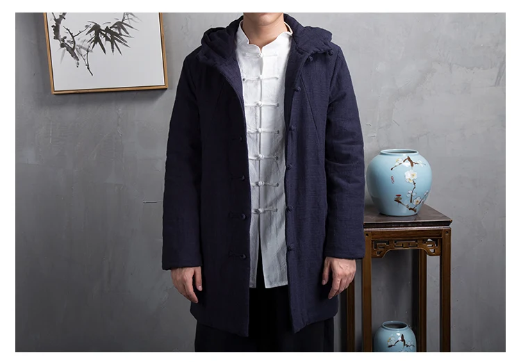 MIXCUBI зимнее жаккардовое льняное Стеганое пальто с пряжкой мужской длинный секционный женский свободный пуловер с капюшоном льняное Стеганое пальто для мужчин M-4XL