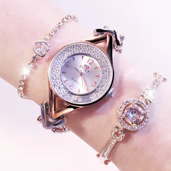 

Watch Women Dress Stainless Steel Band Luxury Fashion Quartz Crystal Dial Women's 2020 Wrist Watches Reloj Mujer
