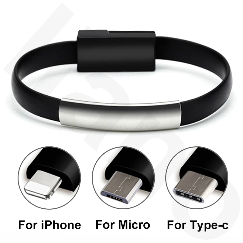 

New Bracelet Micro USB Cable Type C USB 8 Pin Data Charging Cable For iPhone XS Max XR X 7 8 6 Micro USB Phone Charger cables