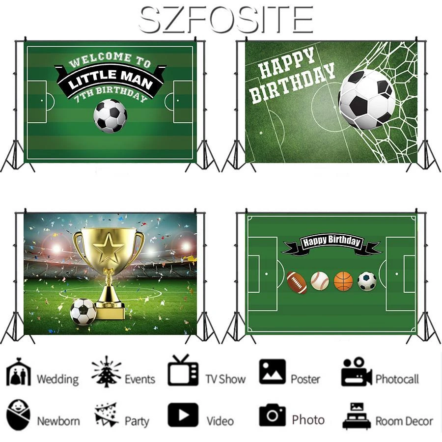 Soccer Match Win Trophies Sports Boy Backdrop Kids Birthday Party Room  Table Decoration Photography Baby Custom Vinyl Background|Background| -  AliExpress