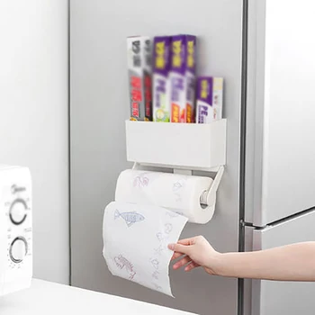 

Magnetic Paper Towel Holder for Refrigerator & Metal Surface with Storage Shelf, Adjustable Kitchen Paper Towel Roll Organizer