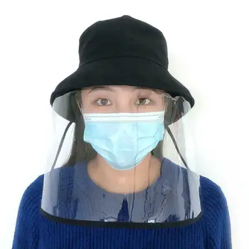 

Spitting Protective Bucket Hat with Transparent Face Cover Sandproof Sun Protection dust Hat J2Y