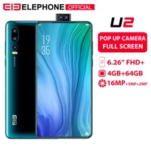 Elephone U2, 16 Мп, всплывающая камера, мобильный телефон, Android 9,0, MT6771T, четыре ядра, 6 ГБ+ 128 Гб, 6,26 дюйма, FHD+ экран, Face ID, 4G, LTE, смартфон