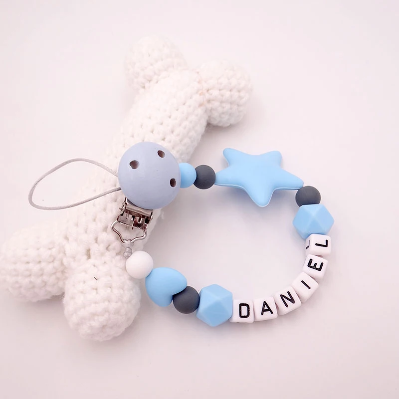Pacifier Clip Mouse Head Style Handmade Personalized Name Silicone Attache Infant