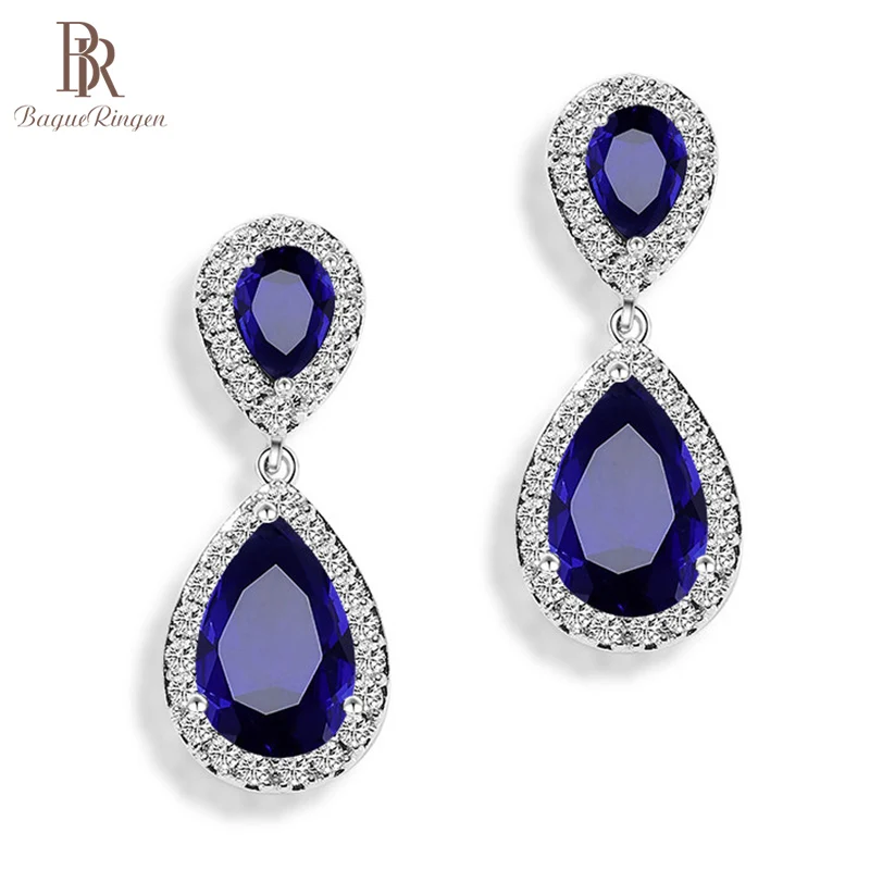 Женские длинные серьги-капельки Bague Ringen серьги в форме капли воды из серебра 925