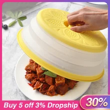 Inklapbare Magnetron Cover Fruit Groenten Vergiet Zeef Wassen Mand Vouwen Magnetron Plaat Deksel Vents Kom Deksel(China)