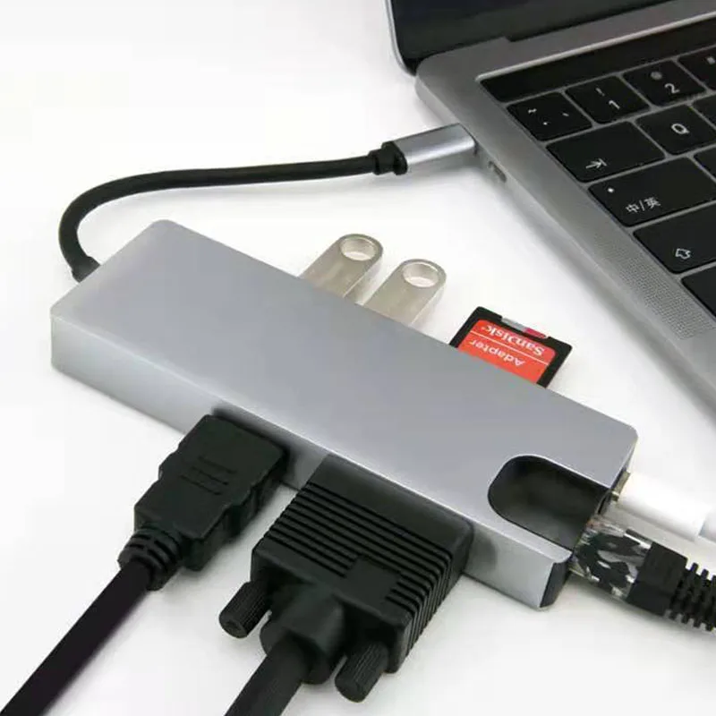 Fiuzd 8IN1USB HUB C HUB to Multi USB 3.0 HDMI Adapter Dock for MacBook Pro Accessories USB-C Type C