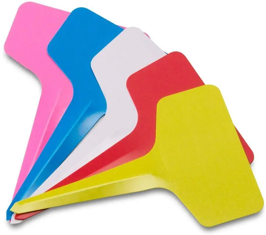 

500 PCS 5 Colors Plastic Waterproof Plastic Plant Nursery Garden Labels T-Type Tags Markers Plant Stakes Re-Usable Plant Tags