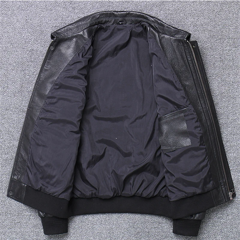 New Male Calf Skin Large Size Jacket Brand Casual Autumn Spring Thin Genuine Leather Coat Designer Vintage Luxury Jacket