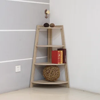 

Wooden Multi Layer Partition Shelf Solid Wood Corner Shelf Home Living Room Floor Corner Storage Finishing Storage Holders Rack