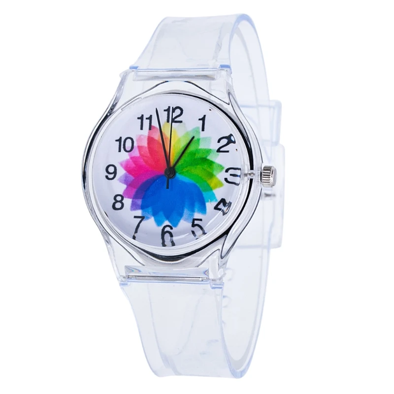 Прозрачные силиконовые многоцветные наручные часы с радужным циферблатом кварцевые круглые часы для детей и женщин JUL31 - Цвет: 8