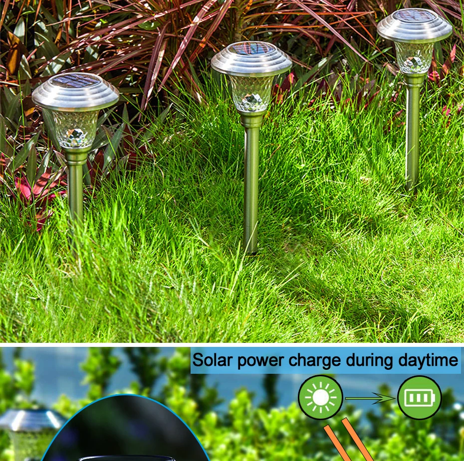 LED Solar Garden Light Battery Power Pathway Lights Lantern Outdoor Waterproof Landscape Street Light for Patio Yard Solar Lamp