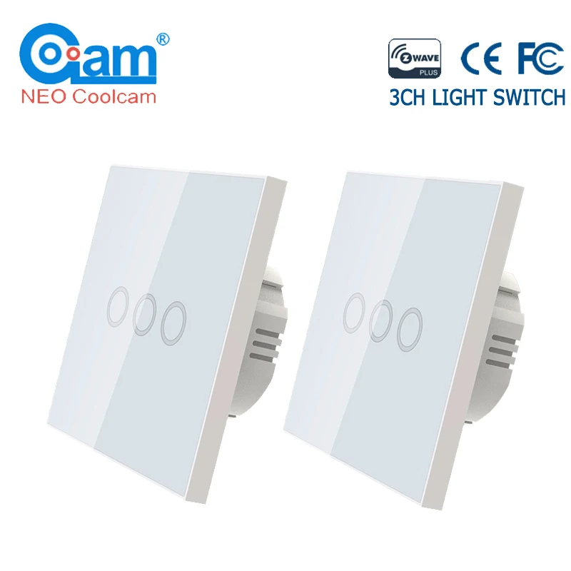 NEO COOLCAM 2PCS/lot Z-wave Plus EU 868.4MHZ Wall Light Switch 3 Gang Home Automation Touch Control | Безопасность и защита