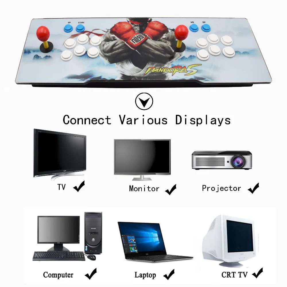

Arcade Console 2600 In 1 Arcade Machine voor 2 Speler Joystick Knoppen Board Game Accessoires HD Jamma arcade Games