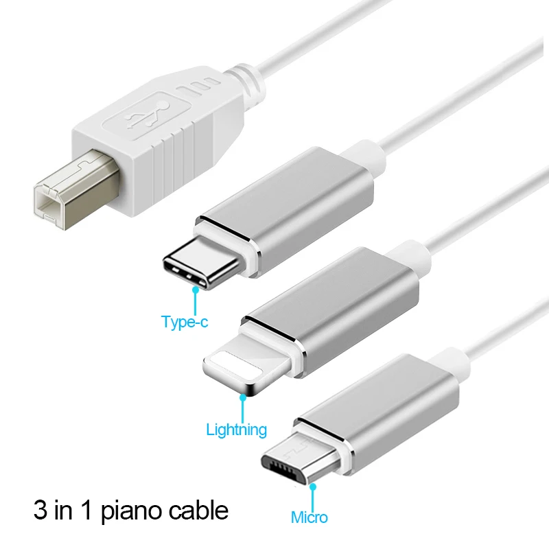 Кабель OTG для пианино 3 в 1 USB-адаптер MIDI-клавиатуры мобильный телефон разъем