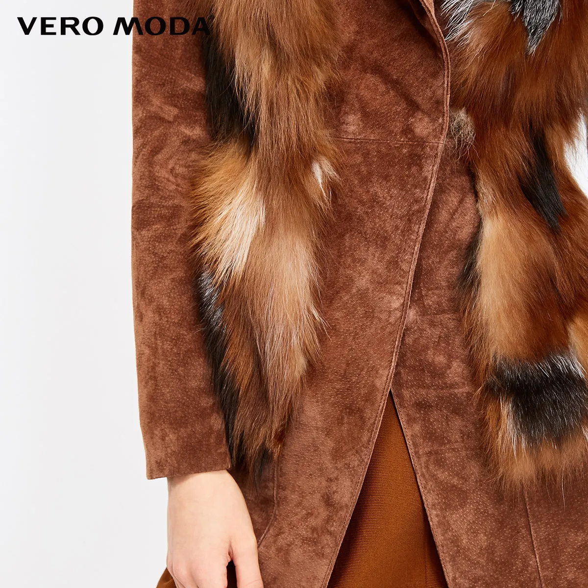 Vero Moda новая кожаная куртка из свиной кожи с лисьим мехом со съемными рукавами | 318428512