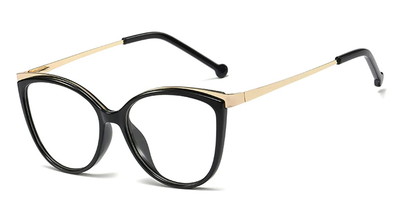 black with clear Peekaboo tr90, кошачий глаз, очки для женщин, модные прозрачные линзы, женские очки, оптическая оправа, половина металла, черный, прозрачный - Цвет оправы: black with clear