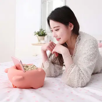 

Hot Creative Candy Snack Storage Box Fruit Plate Bowl Seeds Nuts Container Tray Organizer Candy Dish with Phone Holder