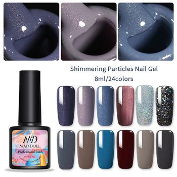 

MAD DOLL 1 Bottle 8ml Nail Gel Polish Colorful Shimmering Particles Bling Sequins Long Lasting Soak Off Nail DIY Design Gel