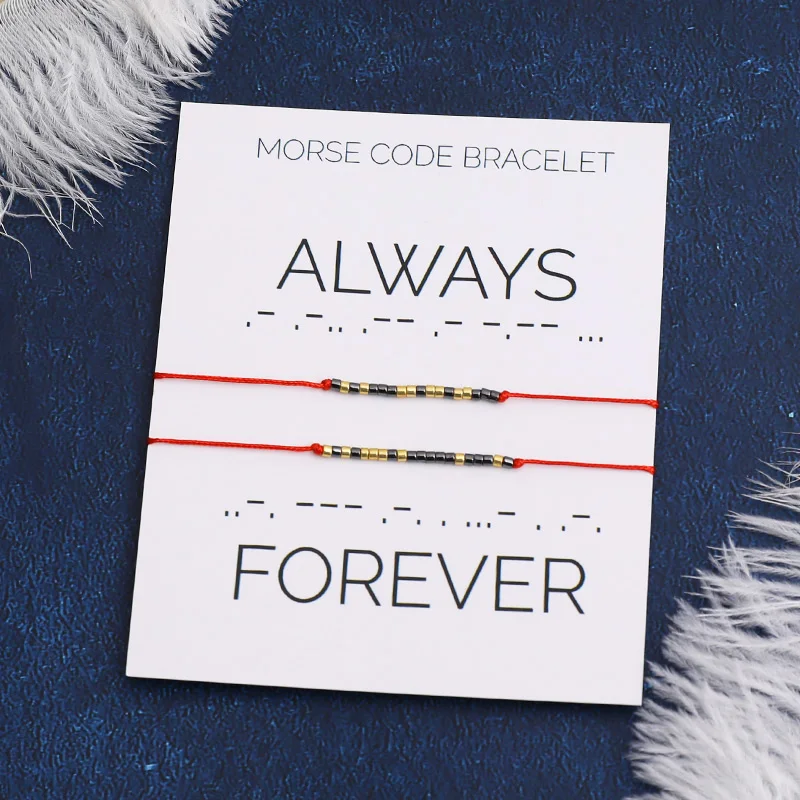 Inspirational Morse Code Bracelet Making Kit, Friendship Bracelet Handmade  Jewelry Set with Morse Code Card, Morse Code Decoding Card, Round Spacer