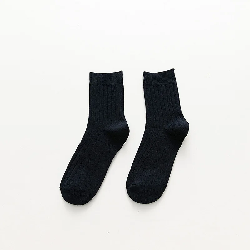 VERIDICAL Combed cotton party dress crew Socks solid Candy color business striped breathable happy weed socks sokken brand - Цвет: Тёмно-синий