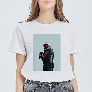 

T-shirts for women Harajuku flower astronaut street fashion aesthetic design graphic shirt T-shirt women