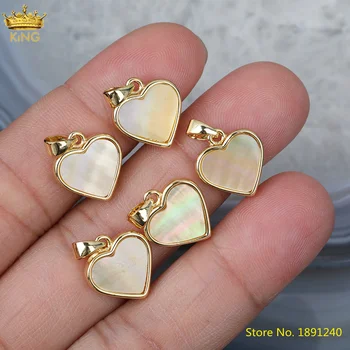 

5Pcs/Lot Natural Shell Gold Pendant Charms,White Gold Shell Heart-Shape Charms For DIY Necklace Jewelry Findings HS-47KBH