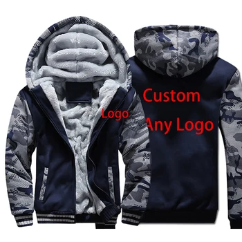 

Custom Any Logo Winter Thick Feece Zipper Coats Sportswear Your Design Camouflage Outwear
