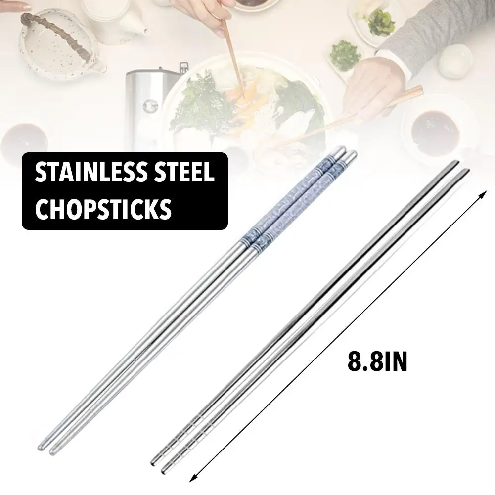 1 пара, палочки для еды из нержавеющей стали, белые цветочные палочки для еды, портативные многоразовые китайские палочки для еды, подарок, длина 22,5 см
