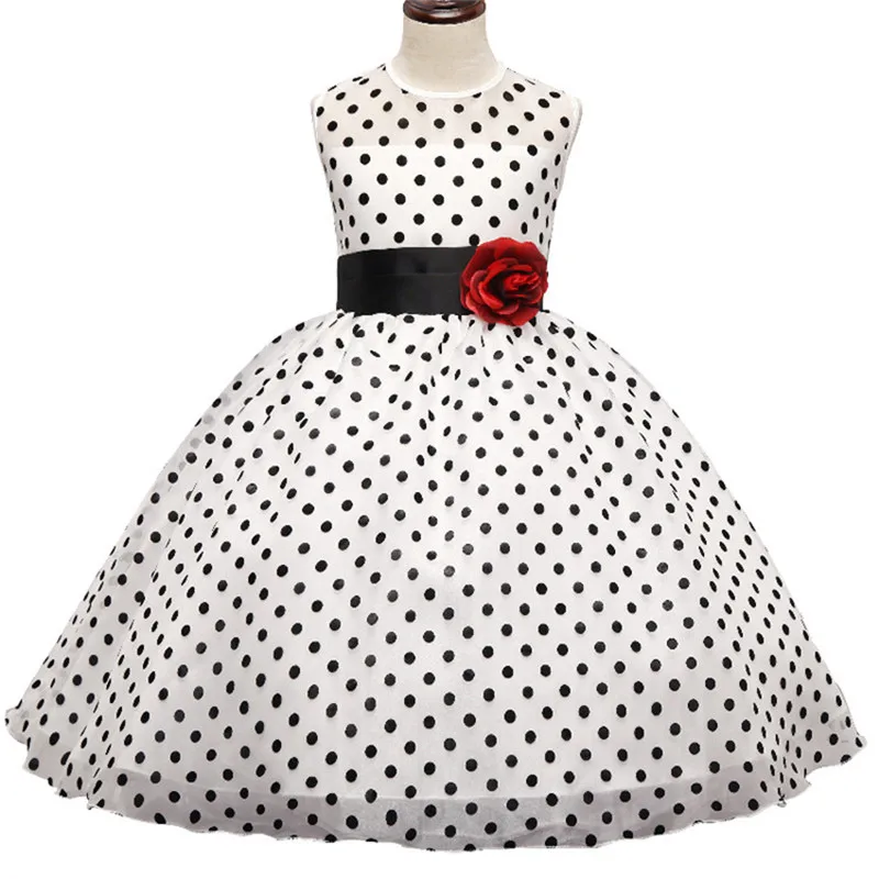 Новое поступление г.; летнее платье принцессы для девочек; классические белые и черные детские танцевальные платья в горошек для девочек; vestido infantil