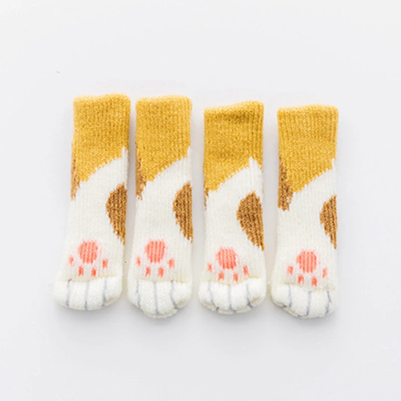 Yellow 4 шт./лот, утолщенный Кошачий коготь, бесшумный нескользящий коврик для стола и стула, покрытие для ног, коврик для пола, мебель, коврик для ног - Цвет: Yellow
