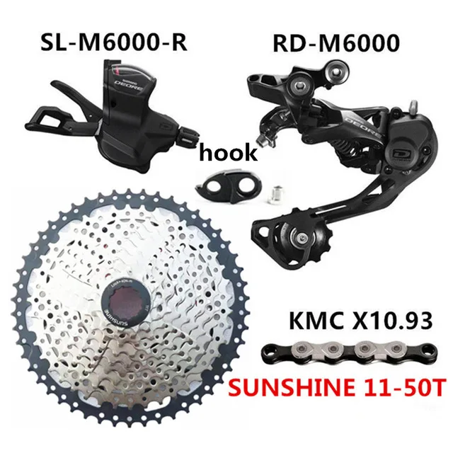 SHIMANO DEORE SL-M6000 горный велосипед 30-скорость RD-M6000 блокировки после того, как солнце 10 скоростей маховика KMC 10 скорость цепи переключения комплект - Цвет: Right 50T Kit